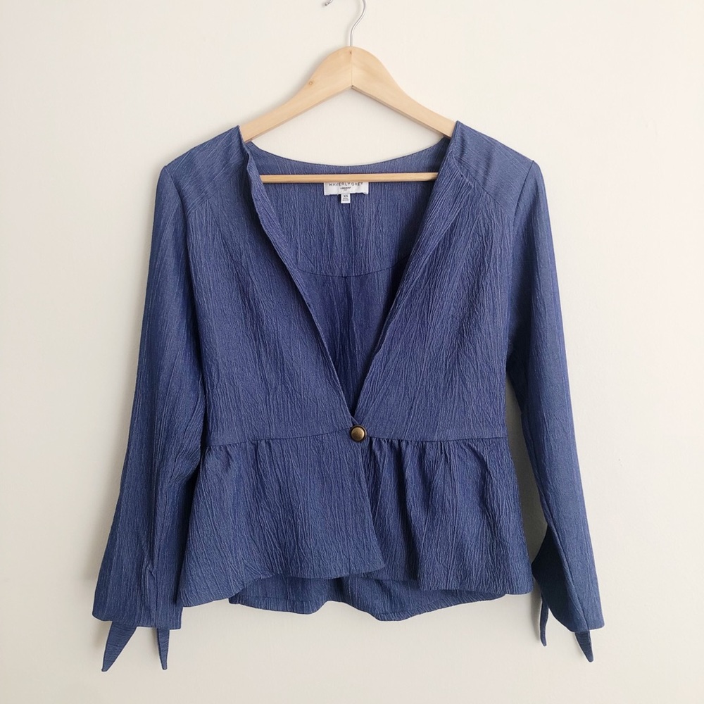 Waverly Grey - Blue Blazer with Tie Sleeves